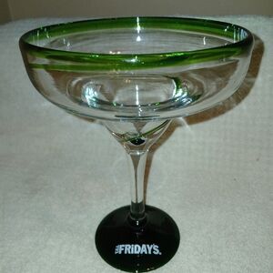 T.G.I. Friday's Large Green Rimmed & Swirled Margarita Glass